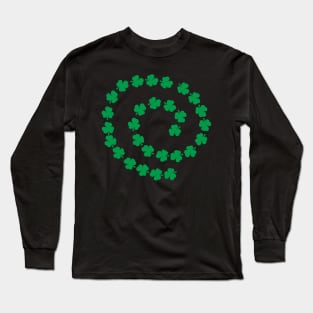 Green Shamrock Spiral St Patricks Day Long Sleeve T-Shirt